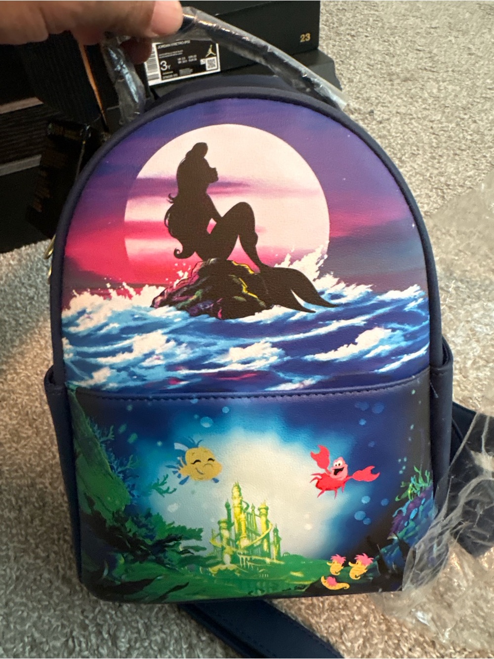 Disney The Little Mermaid Mini Backpack - Navy Blue, Purple, Pink